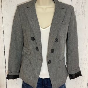 Express Salt & Pepper Double Breasted Novelty Button Blazer Size XS Almost New!